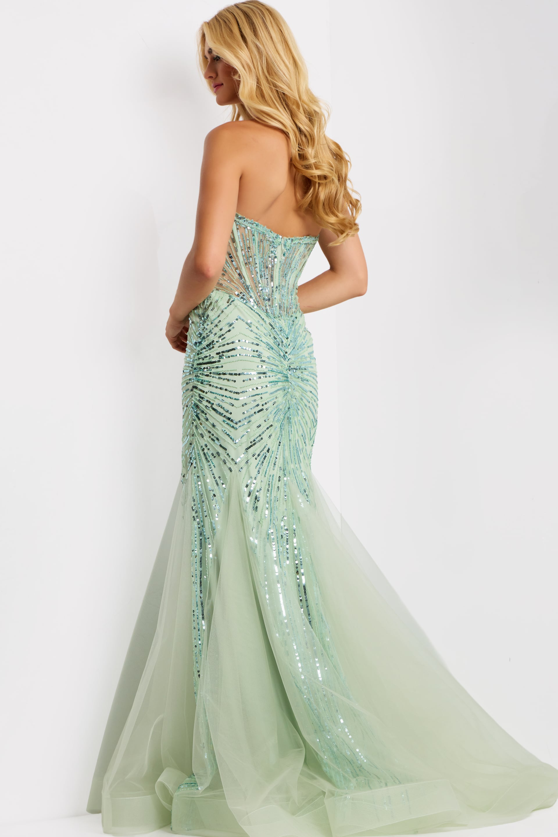 Strapless Mermaid Gown with Sheer Beaded Bodice 42217 - Image 6