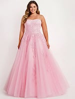 strapless tulle pink a line dress 1831