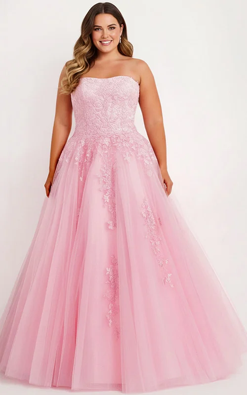 strapless tulle pink a line dress 1831