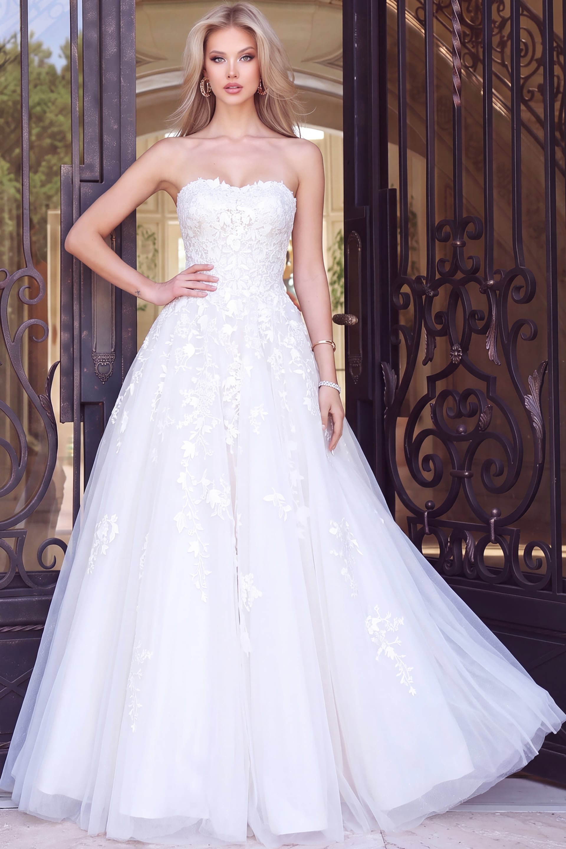 Strapless Embroidered Ballgown 1831 - Image 5