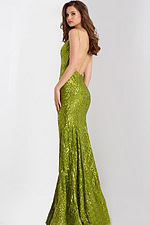 Sequin V Neck Fitted High Slit Prom Gown 40692 - Image 15