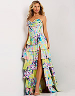 Tiered Floral Corset Prom Dress