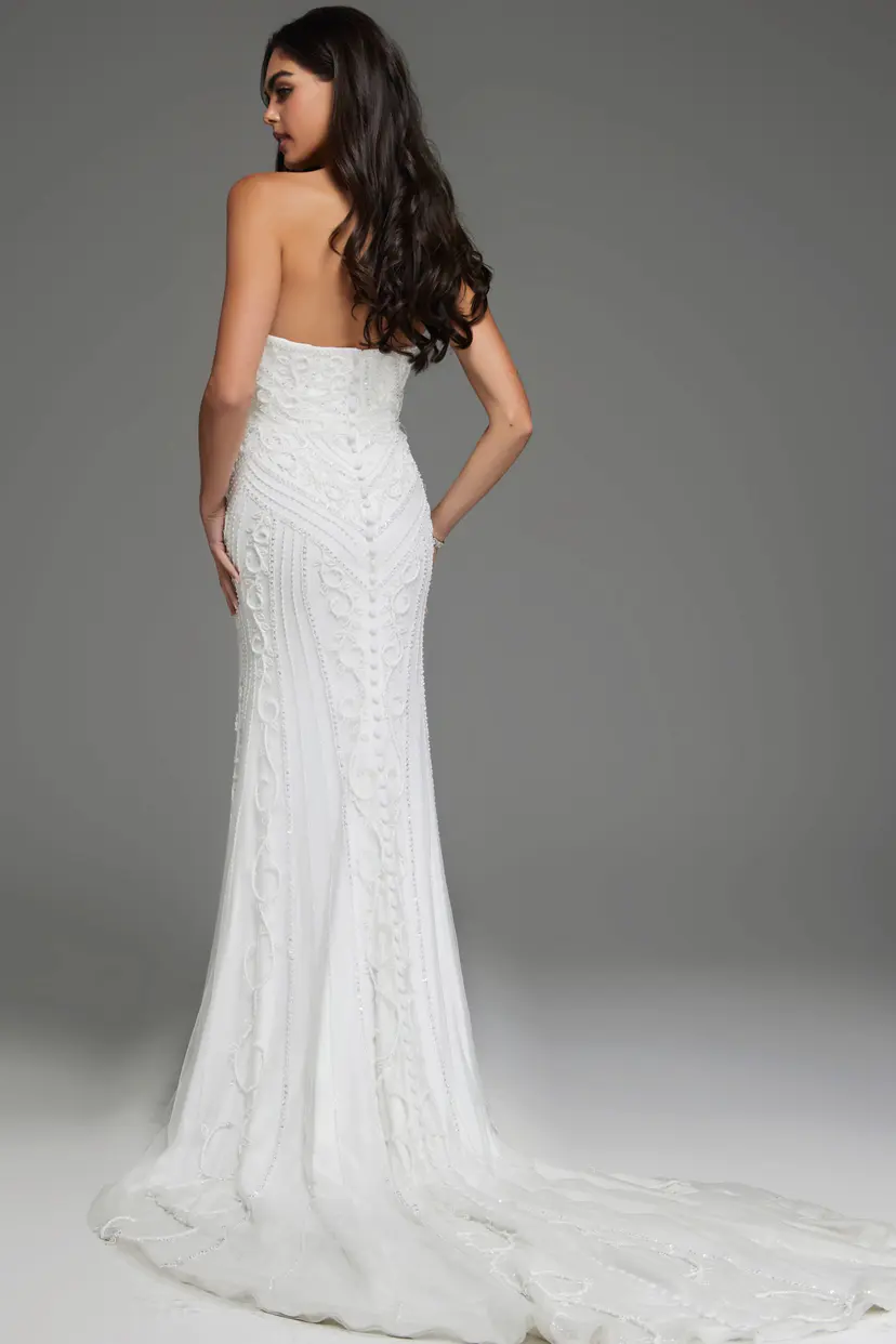 Strapless Embellished Bridal Gown with Side Slit JB07050 | Jovani