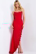 Strapless Dress with Rose Appliqué Slit 47798 - Image 4
