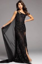 JOVANI 刺繍ビジュー装飾ドレス サイズ4 Jovani 08340 Turquoise High Slit Low Back Dress | Jovani