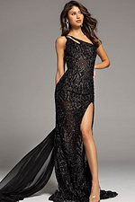 Jovani 22602 Turquoise Beaded One Shoulder Dress | Jovani