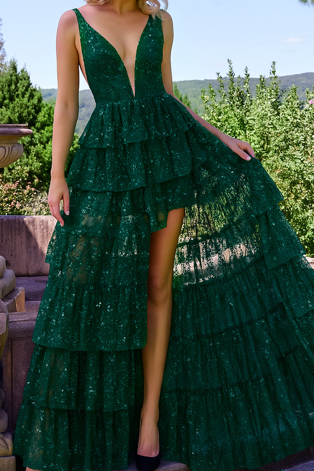 Black Ruffle Skirt Maxi Prom Gown 22904 | Jovani