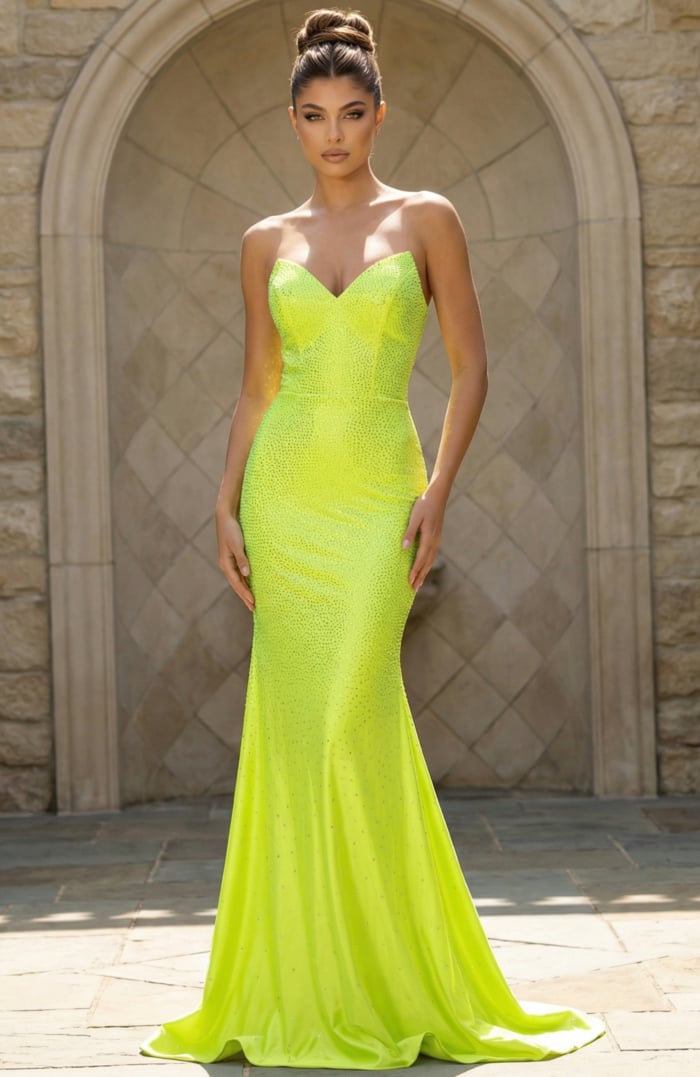 b neckline beaded lime dress