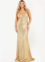 gold fitted plus size dress 23079