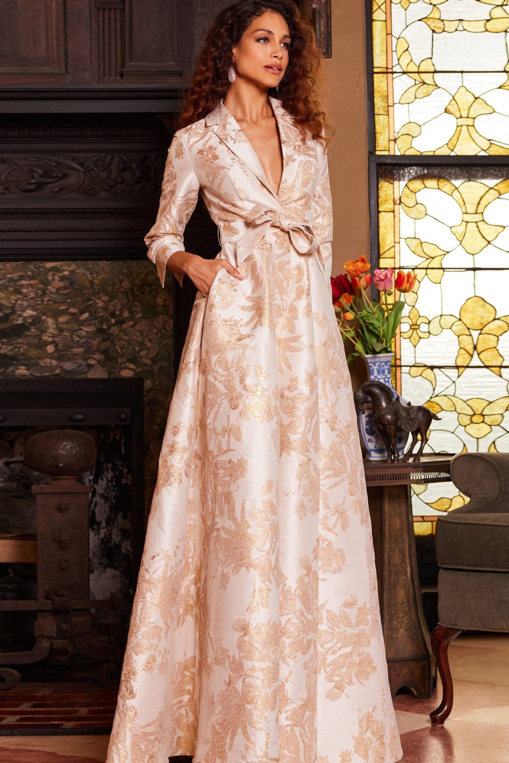 white and gold mother of the bride dress Long Formal Mother of the Bride Dress