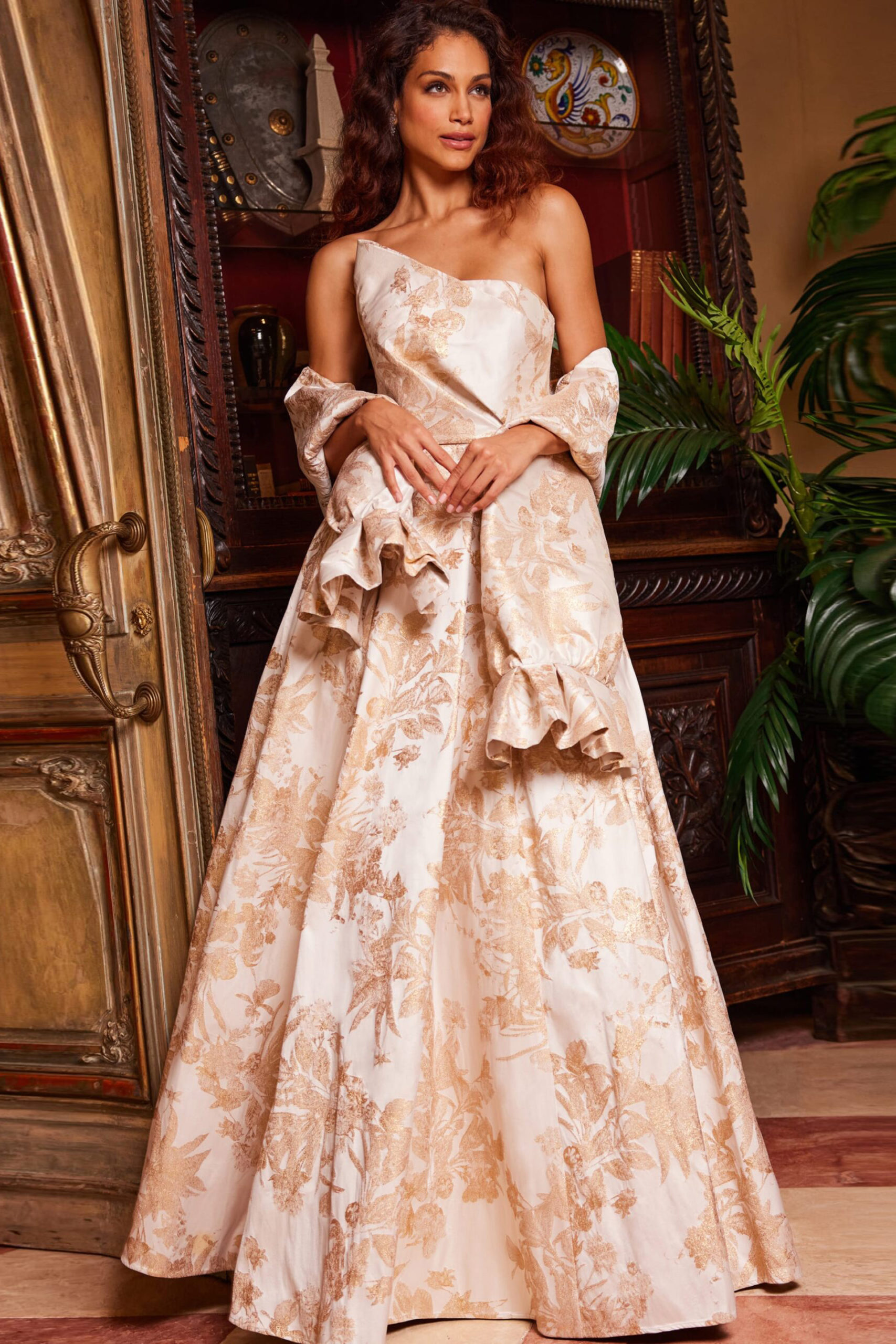 JOVANI ジョヴァニ シークインシースルレースロングドレス GOLD JOVANI ゴージャスなコンテストドレス | ゴールド - Three Neko Shop