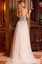 Back view of Jovani 23712 nude dress with embellished design.