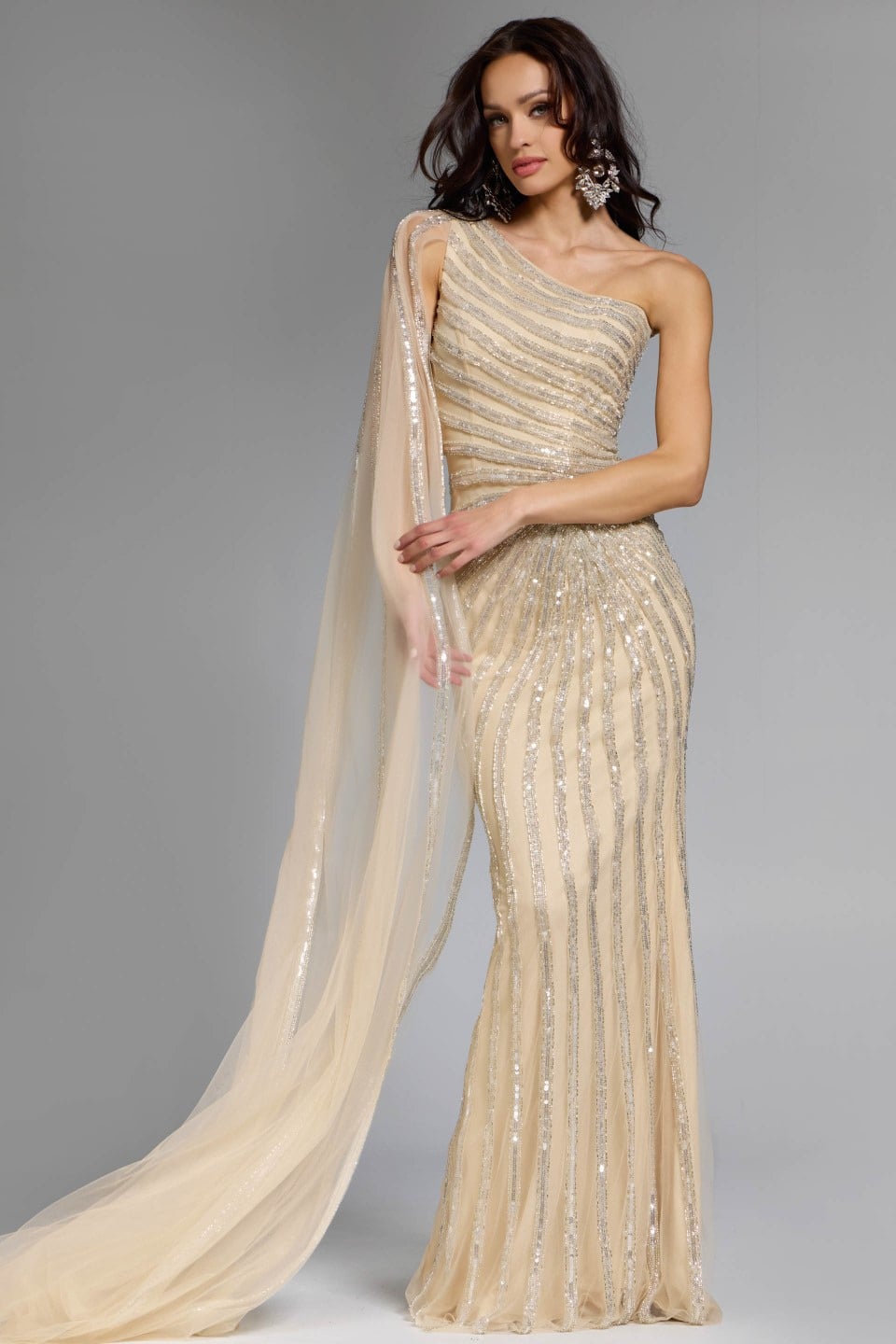 23774_NUDE_420 Model wearing Jovani dress 23774.