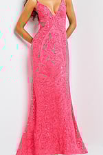 2383 coral beaded dress