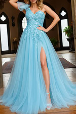 23951 blue emboridery dress