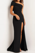 24018 black high slit dress