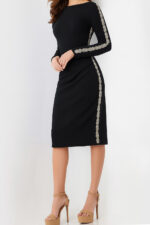 long sleeve fitted black dress 24192
