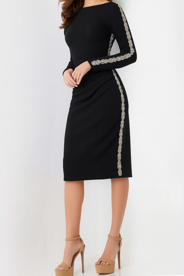 long sleeve fitted black dress 24192