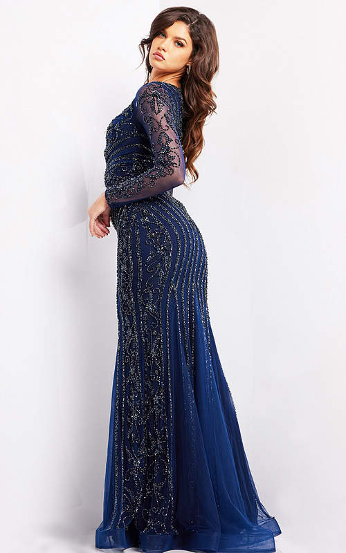 long sleeves beaded dress 24236