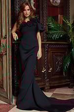 black one shoulder mermaid evening gown 24279