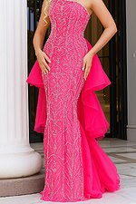 24565 fuchsia embellished dress