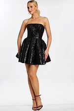 strapless fit and flare black dress 24570