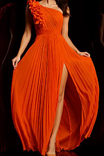 24609 orange pleated dress
