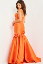 Model displaying Jovani 24613 gown with back view.