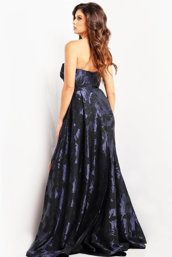 gold jacquard bandeau curve hem bodycon dress Navy Black Strapless Pleated Bodice Gown 25684 this timeless beauty offers VA_102 Marchesa Notte Floral Eyelet US Size:14
