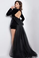 【YOURNUS】Growing Velvet Long Sleeve Black Mesh Dress - Velvet Maxi Dress - Long Sleeve Maxi