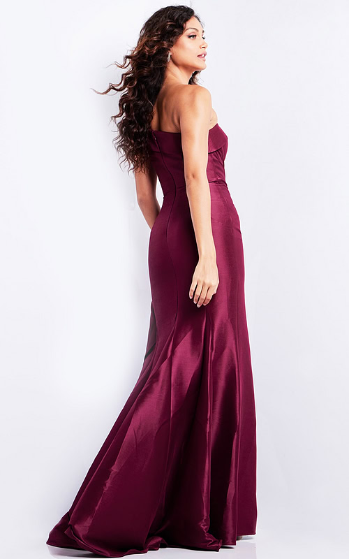 burgundy taffeta strapless dress 25831