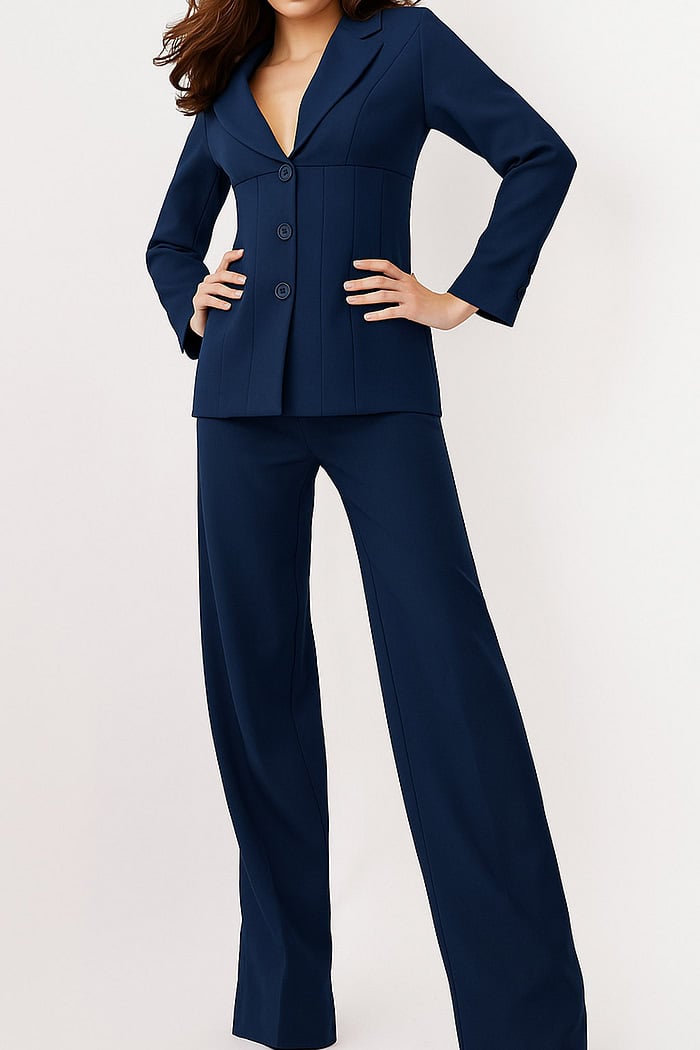 Fuchsia Wide Leg Pants Two Piece Suit 25834 | Jovani