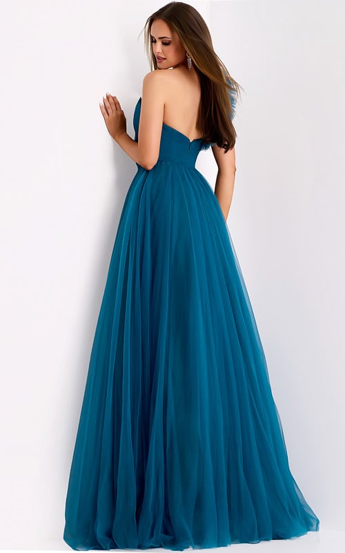 teal tulle evening dress 25919