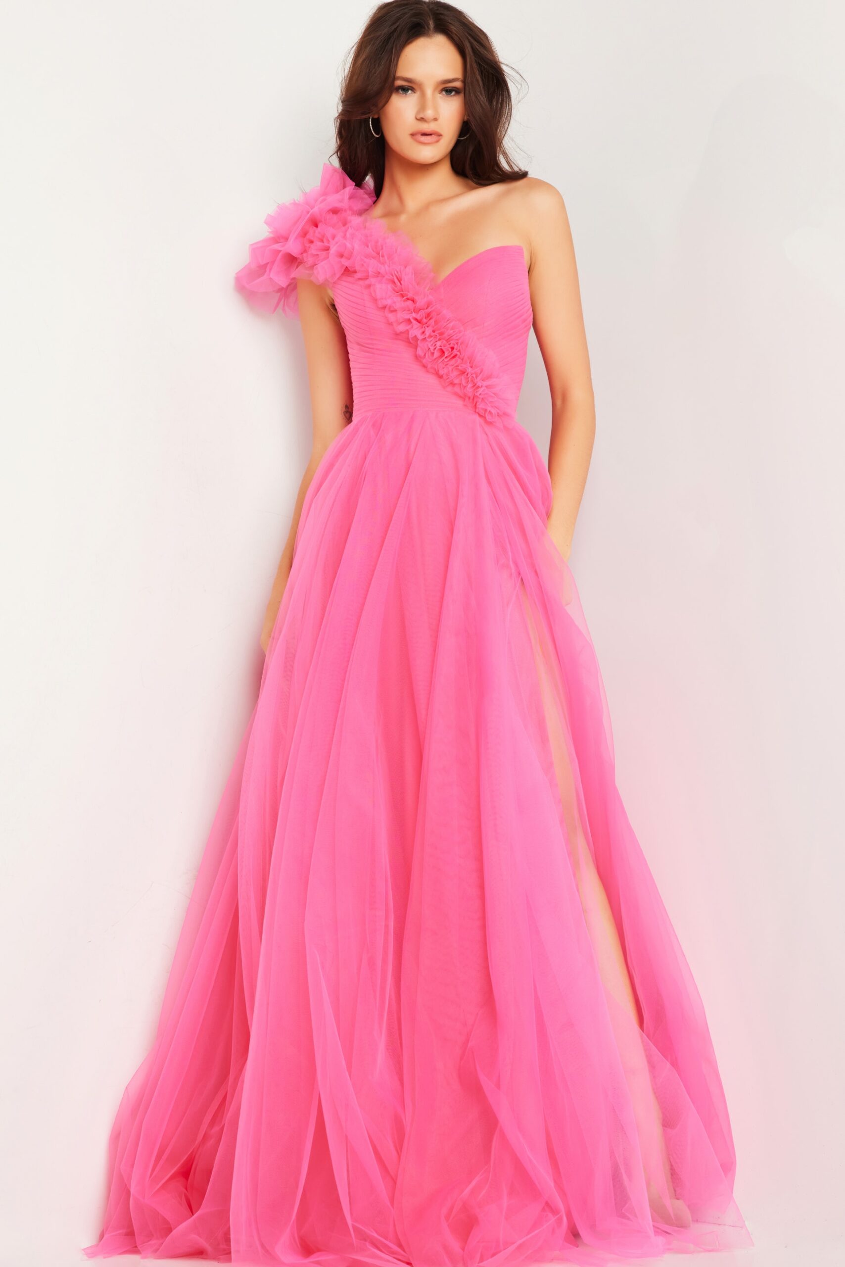 【rokh】 2021ss PINK RUFFLE LONG DRESS rokh】 2021ss PINK RUFFLE LONG DRESS