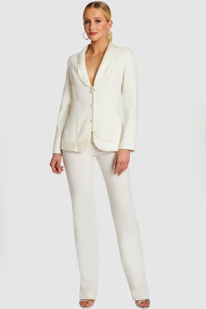 white dress pants for women Eve - XXXL weight material Note Pearl White Ultra Slim Fit