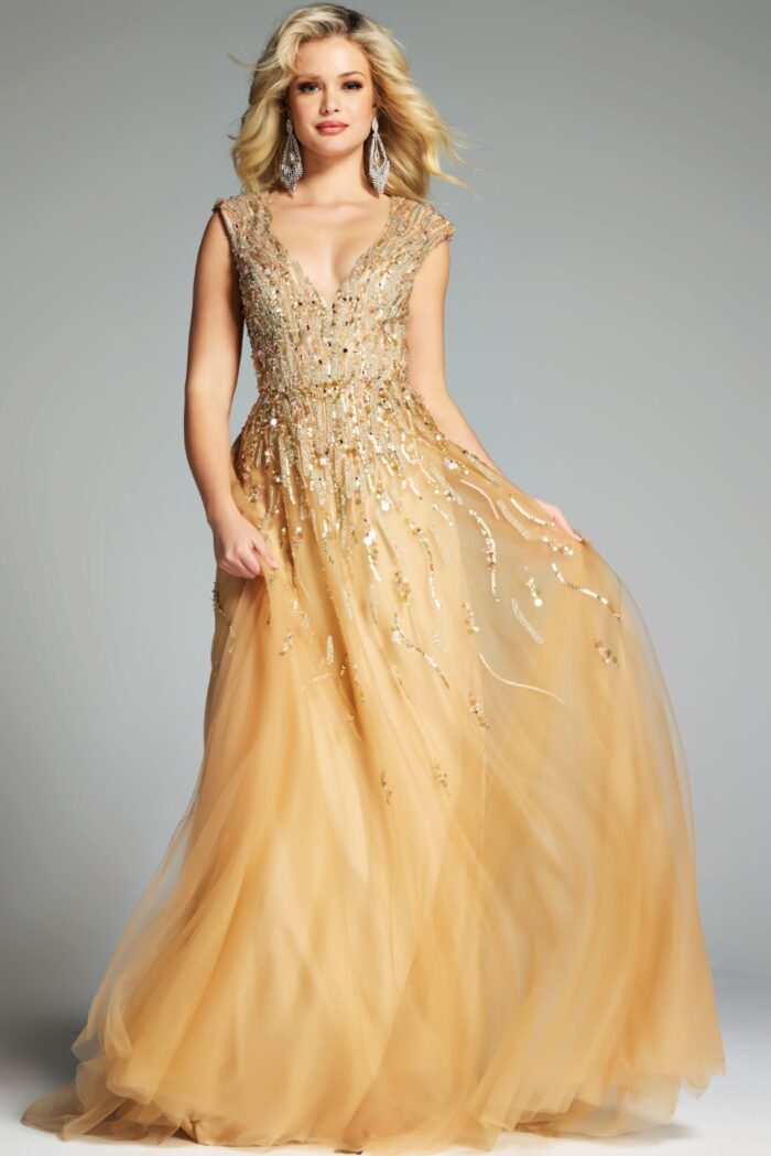 Model wearing Jovani dress 26123.
