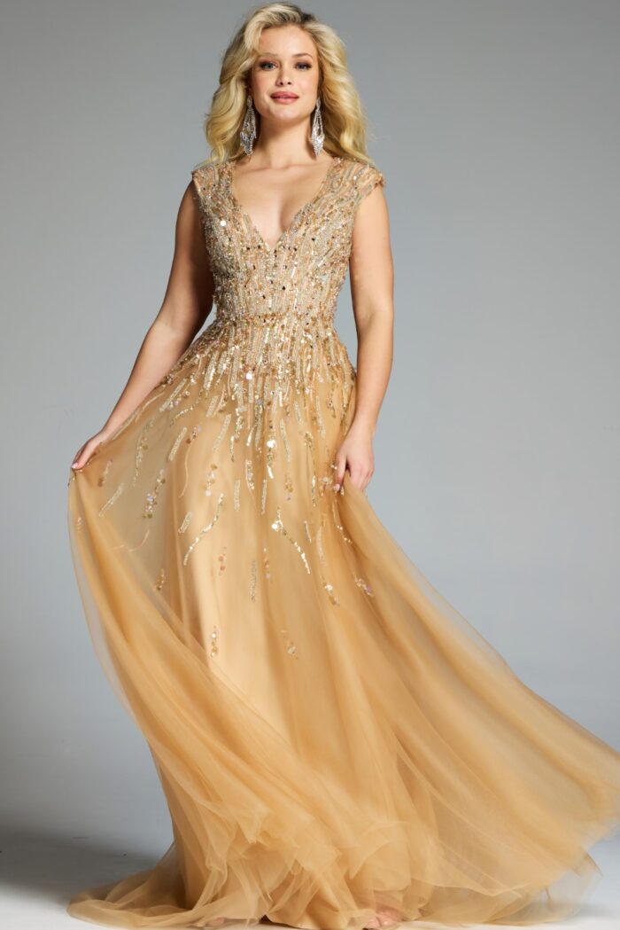 Model wearing Jovani dress 26123.