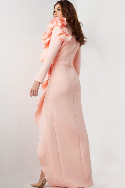 Back view of 26126 blush dress, highlighting the elegant design.
