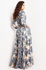 long sleeves print gown 26148