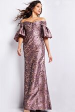 ◆Phase Eight◆ ジョージービーズドレス Brown and Gold Floral Sheath Formal Dress 26258 | Jovani
