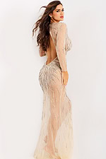 backless sheer beaded dress 26275