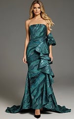 strapless ruffled green dress 31137