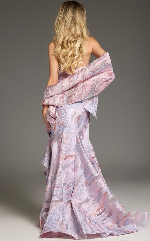 back of pink mermaid evening dress 31137