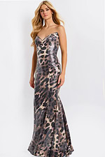 Sequin Animal Print Strapless Mermaid Gown 49125 - Image 6