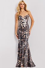 Sequin Animal Print Strapless Mermaid Gown 49125 - Image 5