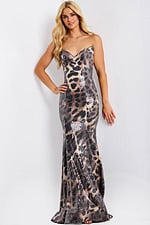 Sequin Animal Print Strapless Mermaid Gown 49125 - Image 4