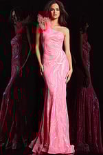 Model wearing Pink Sequin Sheath Dress 32596