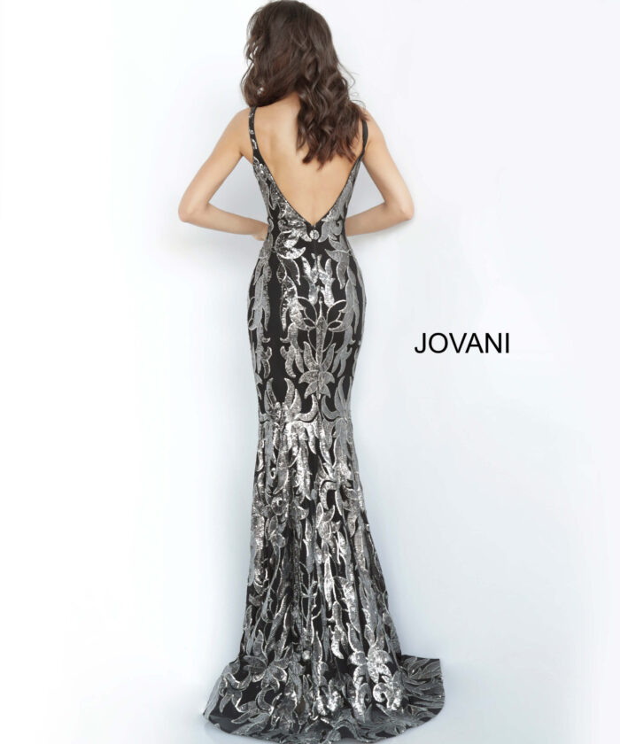 Model wearing Jovani 3263 Sequin Sheath Long Dress