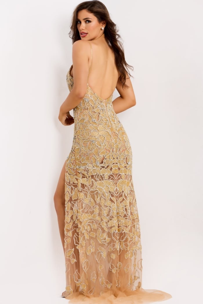 backless embellished dress 48509