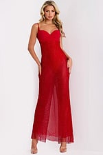 red v neck dress 36373